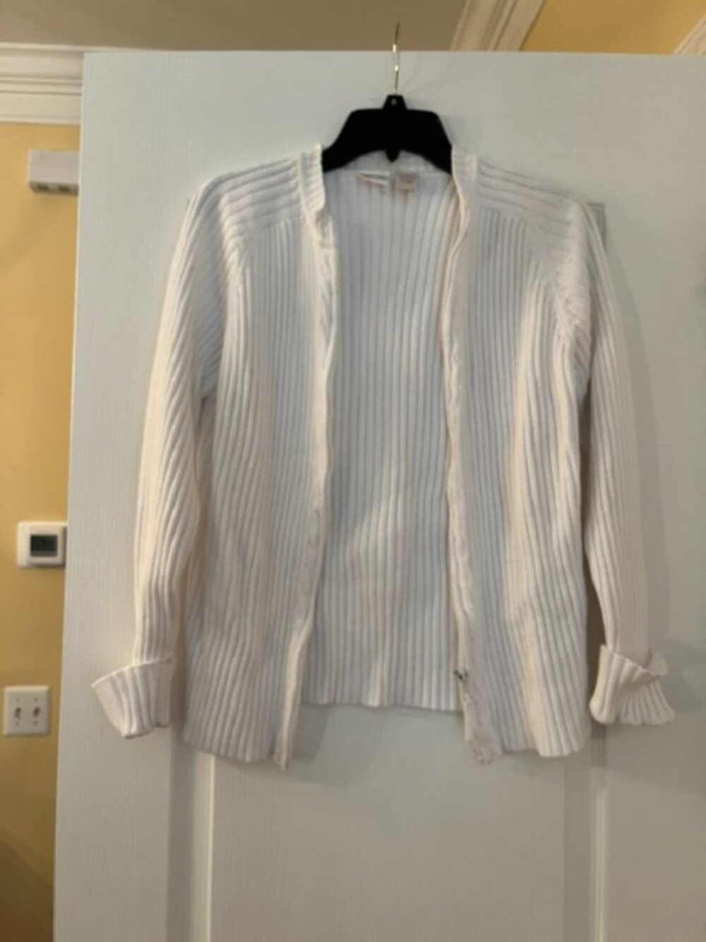 Cherokee White Ribbed Cotton Zipped Cardigan – XL